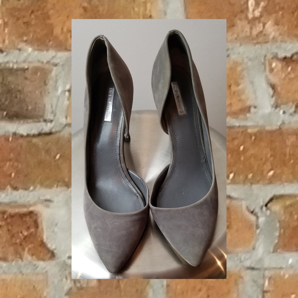 BCBG Generation Women's Gray D'Orsay Suede Heels